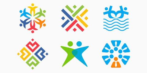 People Together logo icon set. logo template can represent unity and solidarity in group