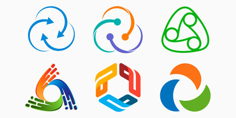 trinity tech logo icon set. technology vector illustration - obrazy, fototapety, plakaty