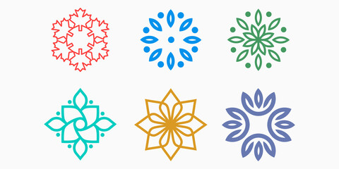 circular leaf logo icon set. nature vector illustration