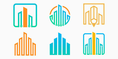 collection building Logo icon set. Symbol Template Design Vector. construction vector illustration