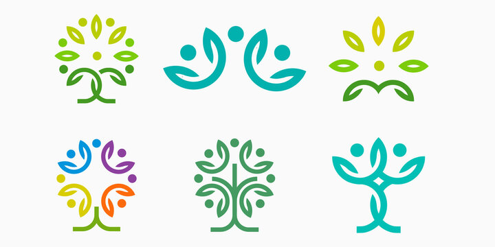 human tree logo design environmentally friendly people. vector illustration
