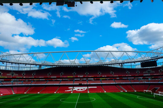 A picture of Emirates Stadium during stadium tour in the afternoon. Emirates is home of Arsenal Football Club.
