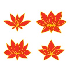 Fototapeta na wymiar Illustration of vector design of red and yellow lotus flowers suitable for chinese new year design decorations