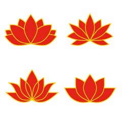 Illustration of vector design of red and yellow lotus flowers suitable for chinese new year design decorations