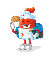 watercolor tube goes to school vector. cartoon character