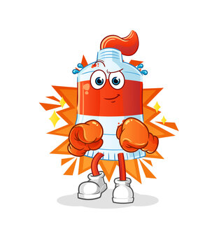 watercolor tube boxer character. cartoon mascot vector