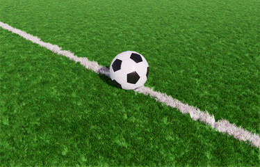 Soccer ball on grass field stadium