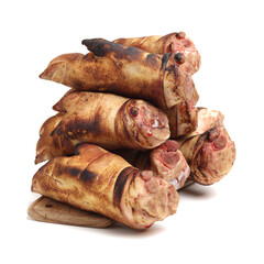 fresh pig trotter on white background