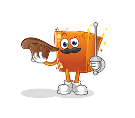 brick fencer character. cartoon mascot vector