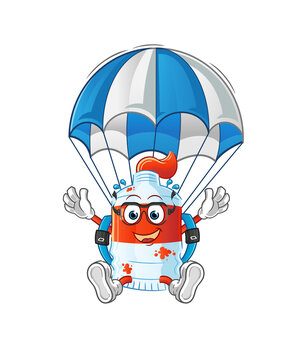 watercolor tube skydiving character. cartoon mascot vector
