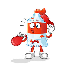 watercolor tube pantomime blowing balloon. cartoon mascot vector