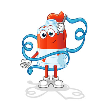 watercolor tube Rhythmic Gymnastics mascot. cartoon vector