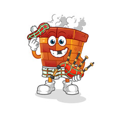 Obraz premium chimney scottish with bagpipes vector. cartoon character