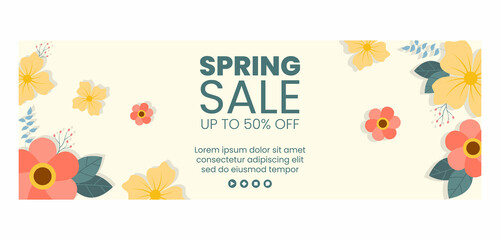 Spring Sale with Blossom Flowers Cover Template Flat Design Illustration Editable of Square Background for Social Media or Greeting Card