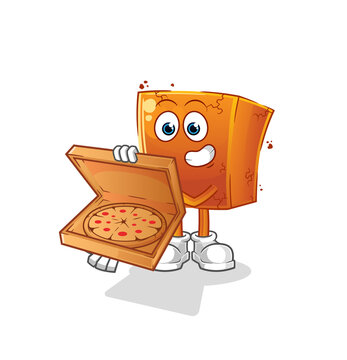 recommend clip art: brick pizza delivery boy vector. cartoon character