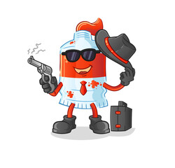 watercolor tube mafia with gun character. cartoon mascot vector