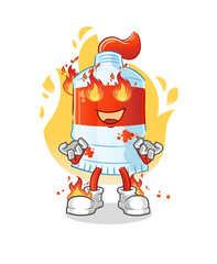 watercolor tube on fire mascot. cartoon vector