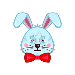 Bunny head rabbit face squint cartoon isolated white background
