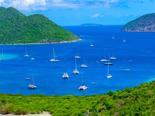 Catamarans Anchored in Watermelon Bay in the U.S. Virgin Islands