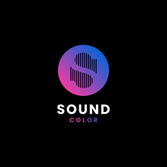 letter s music logo. music color sound bass speaker icon concept