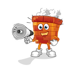 chimney holding hand loudspeakers vector. cartoon character