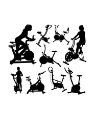 sport training silhouette with bicycle static