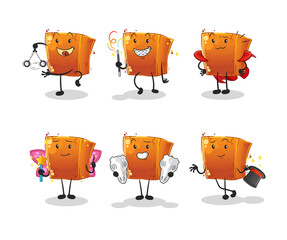 brick magic group character. cartoon mascot vector