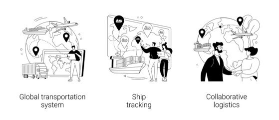 International delivery service abstract concept vector illustrations.