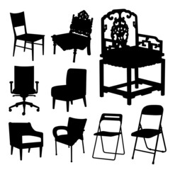 chairs silhouette set good use for any design you want.