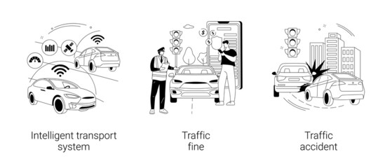 Traffic control abstract concept vector illustrations.