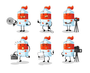 watercolor tube entertainment group character. cartoon mascot vector