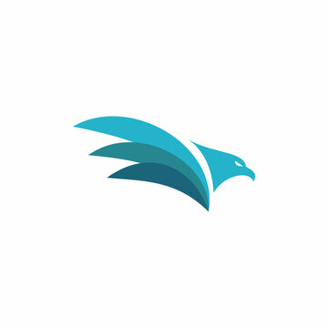 blue eagle head wing logo design