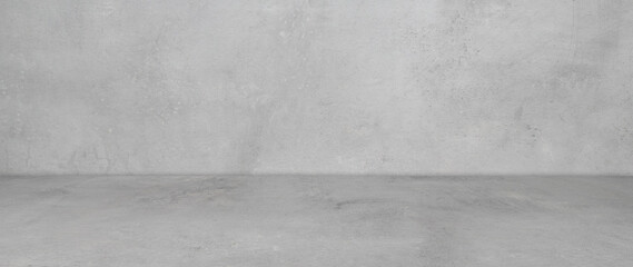 Empty gray concrete room and floor background, Perspective grey gradient concrete room for interior background, backdrop,  Gray grunge cement room with space for product display mockup, template