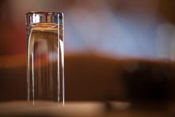 close up of clear empty glass on table