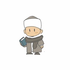 Islamic Illustration flat scientist muslim with book
