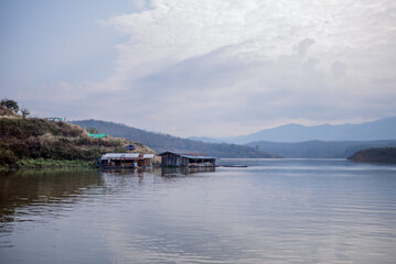 Obraz premium fishing village on the river.