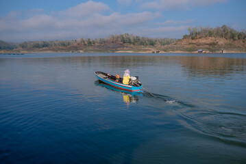 Fototapeta premium fishing village on the river.