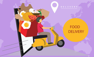 2d illustration online food delivery concept