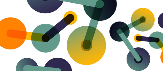Line points connections geometric abstract background. Circles connected by lines. Trendy techno business template for wallpaper, banner, background or landing
