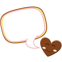 ハート型チョコのキャラクターと吹き出しのフレーム素材