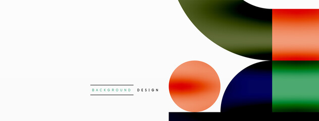 Obraz premium Circle and square geometric background. Round shapes with squares and triangles composition for wallpaper, banner, background or landing