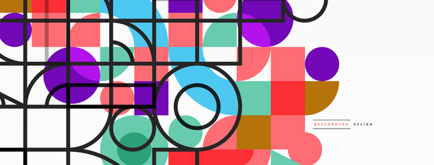 Fototapeta premium Minimal geometric abstract background. Circle square and triangle design. Trendy techno business template for wallpaper, banner, background or landing