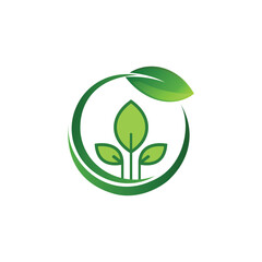 Vector Green Leaf Growing Plant. Modern Agriculture Circle Botany Symbol