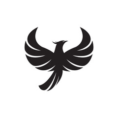 Phoenix bird logo illustration symbol. Phoenix bird stylized silhouettes icon on white background