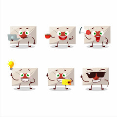 Love envelope cartoon character with various types of business emoticons