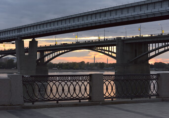 Naklejka premium Bridges over the Ob in Novosibirsk