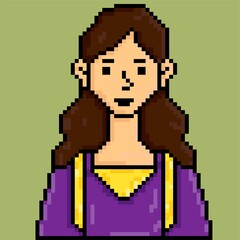 Pixel art style people character illustration