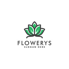 Flower abstract Logo design vector template Linear style