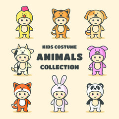 Cute animals costume set vector illustration Free Vector
