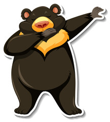 Asian black bear dabbing animal cartoon sticker